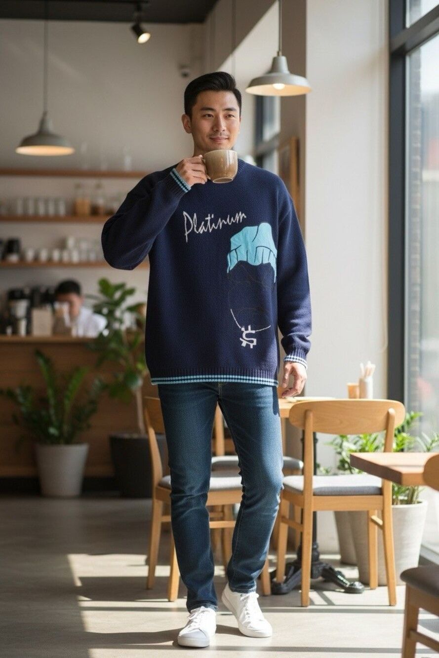 New Sullivan Premium Superior Men's Sweater Size 2XL Blue Made in Korea